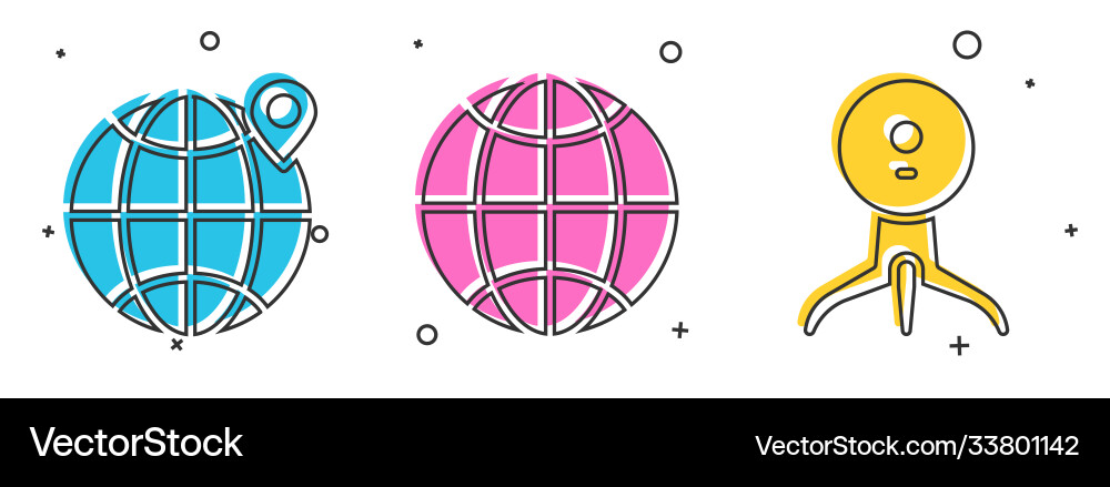 Set location on globe social network and web Set location on globe social network and web Vector Image