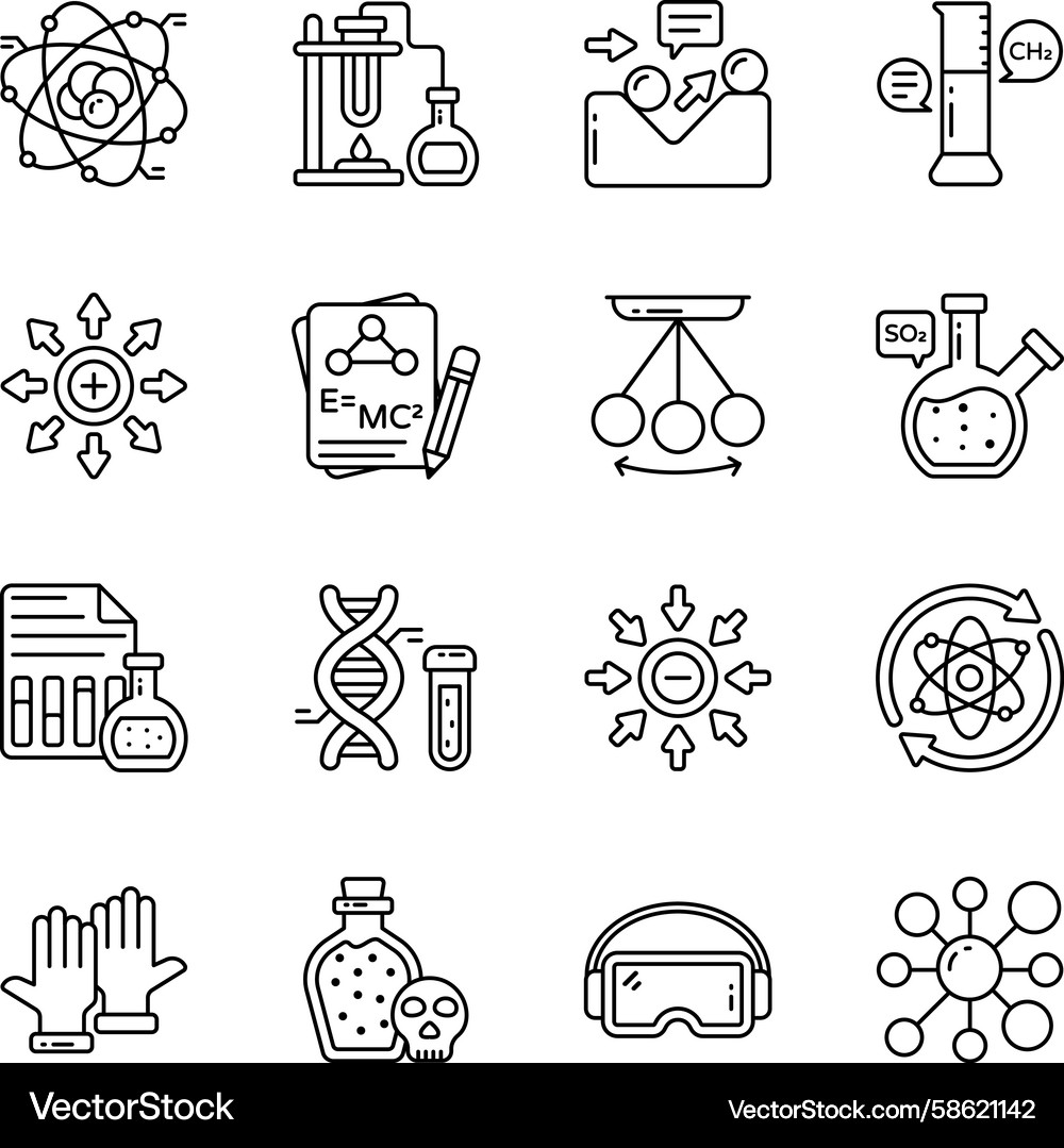 Set of science management linear icons Vector Image