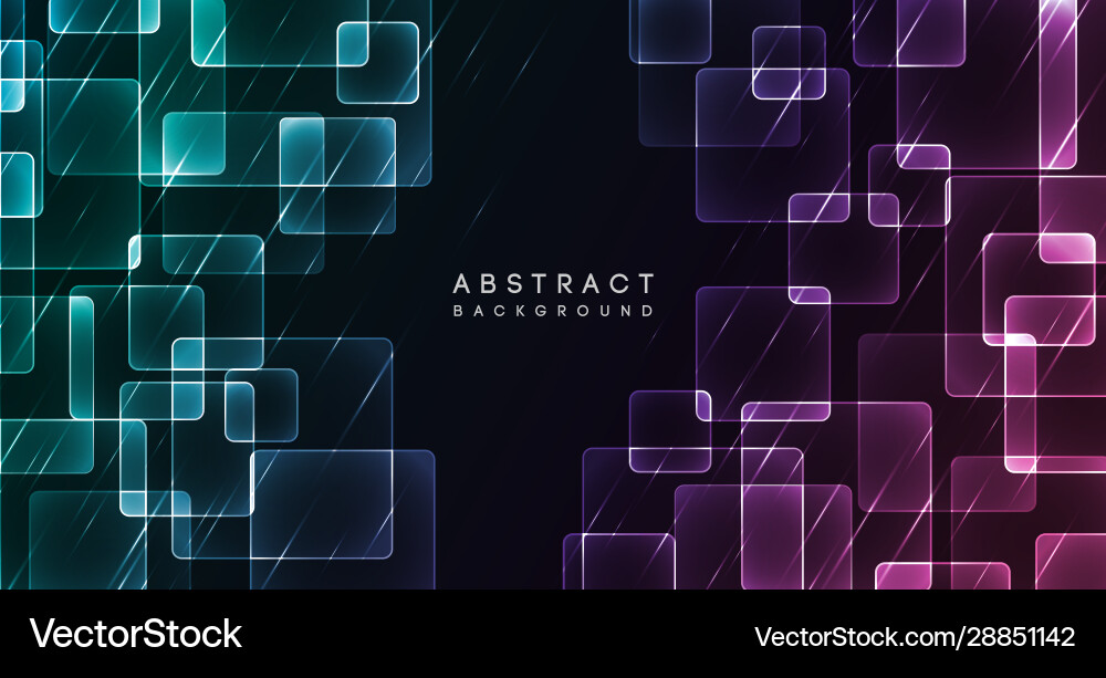 Shiny neon design square shape abstract background vector image