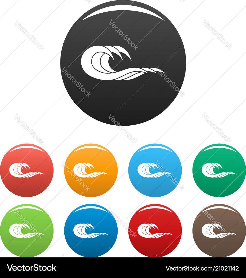 Wave splashing icons set color Wave splashing icons set color vector image