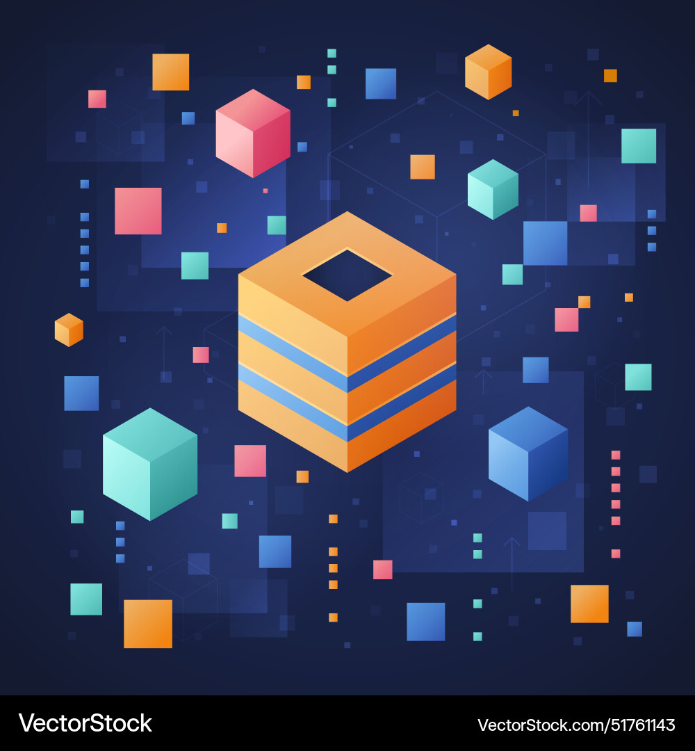 A cube with square in the middle is surrounded Vector Image