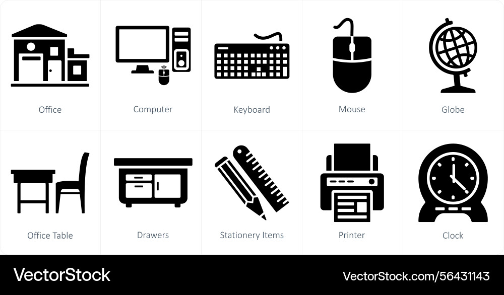 A set of 10 mix icons as office computer keyboard vector image