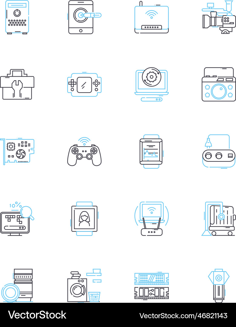 Automated systems linear icons set robotics Automated systems linear icons set robotics vector image