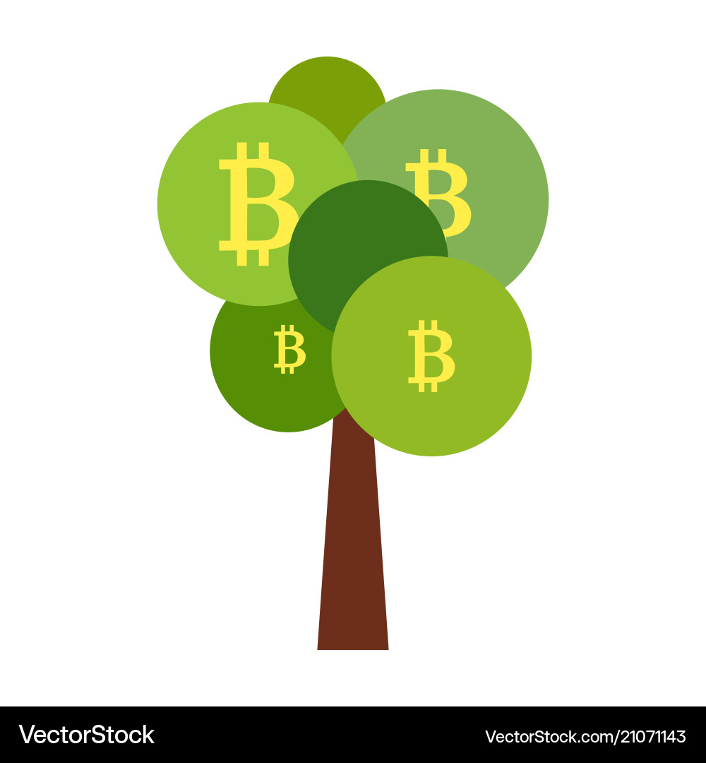 Bitcoin tree increasing income – Royalty-Free Vector | VectorStock
