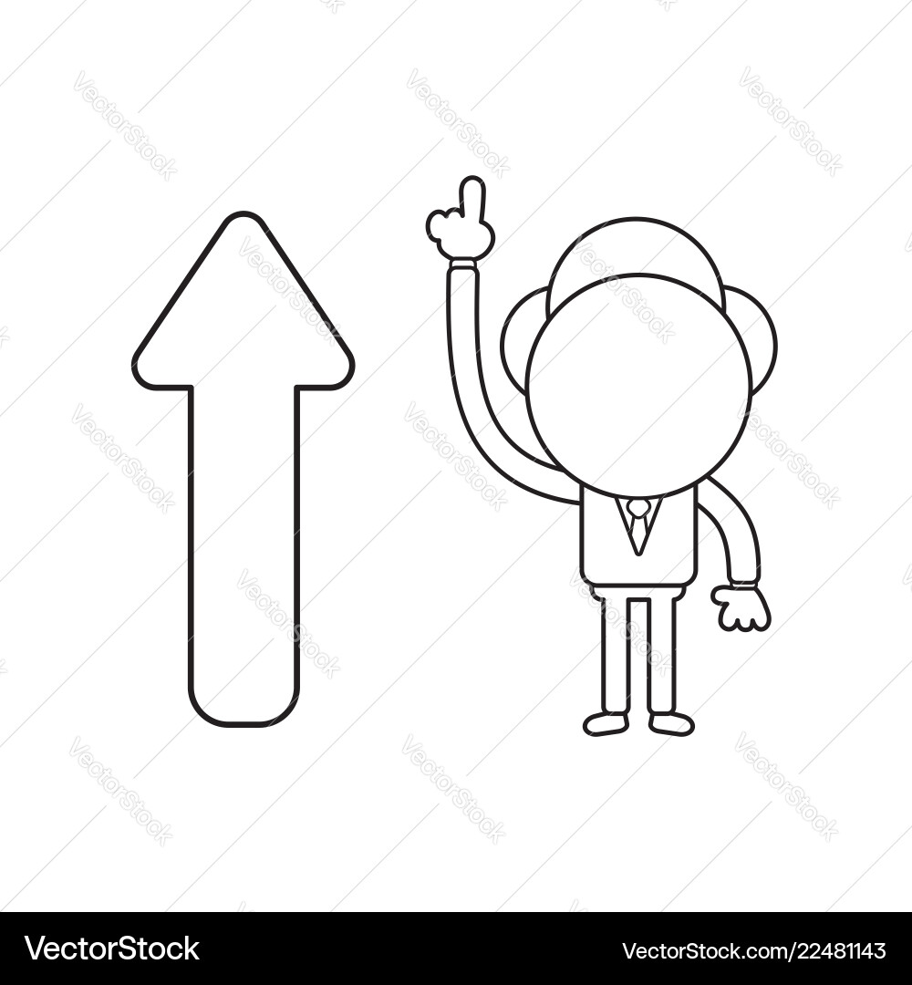 Businessman character with arrow pointing up Vector Image