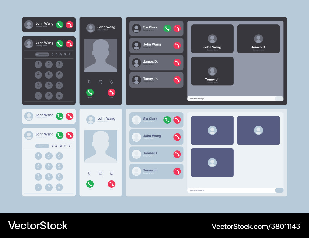 Call-Bildschirm-Display ui Interface-Kit mit Video Call-Bildschirm-Display ui Interface-Kit mit Video vektorbild