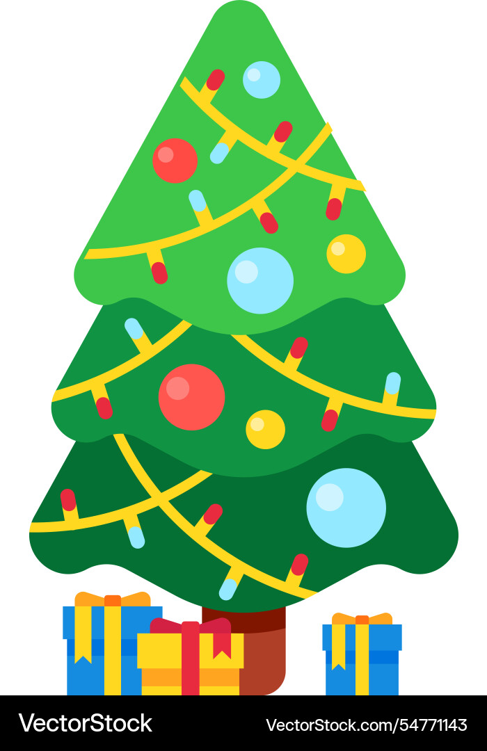 Christmas tree adorned with vibrant ornaments Christmas tree adorned with vibrant ornaments vector image