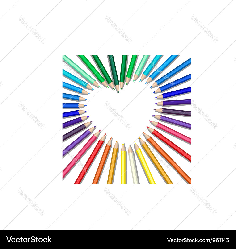 Colorful Pencil Heart Vector Image