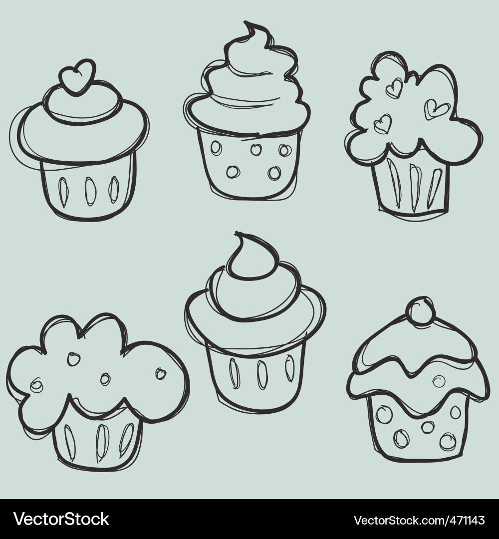 Cute Cupcake Sketch Vector Image