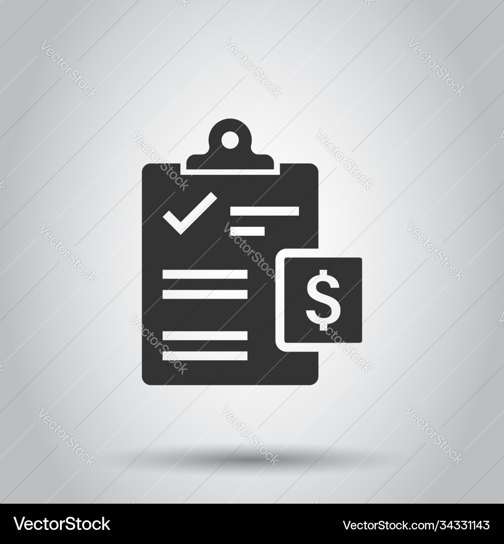 Document checklist icon in flat style report Document checklist icon in flat style report Vector Image