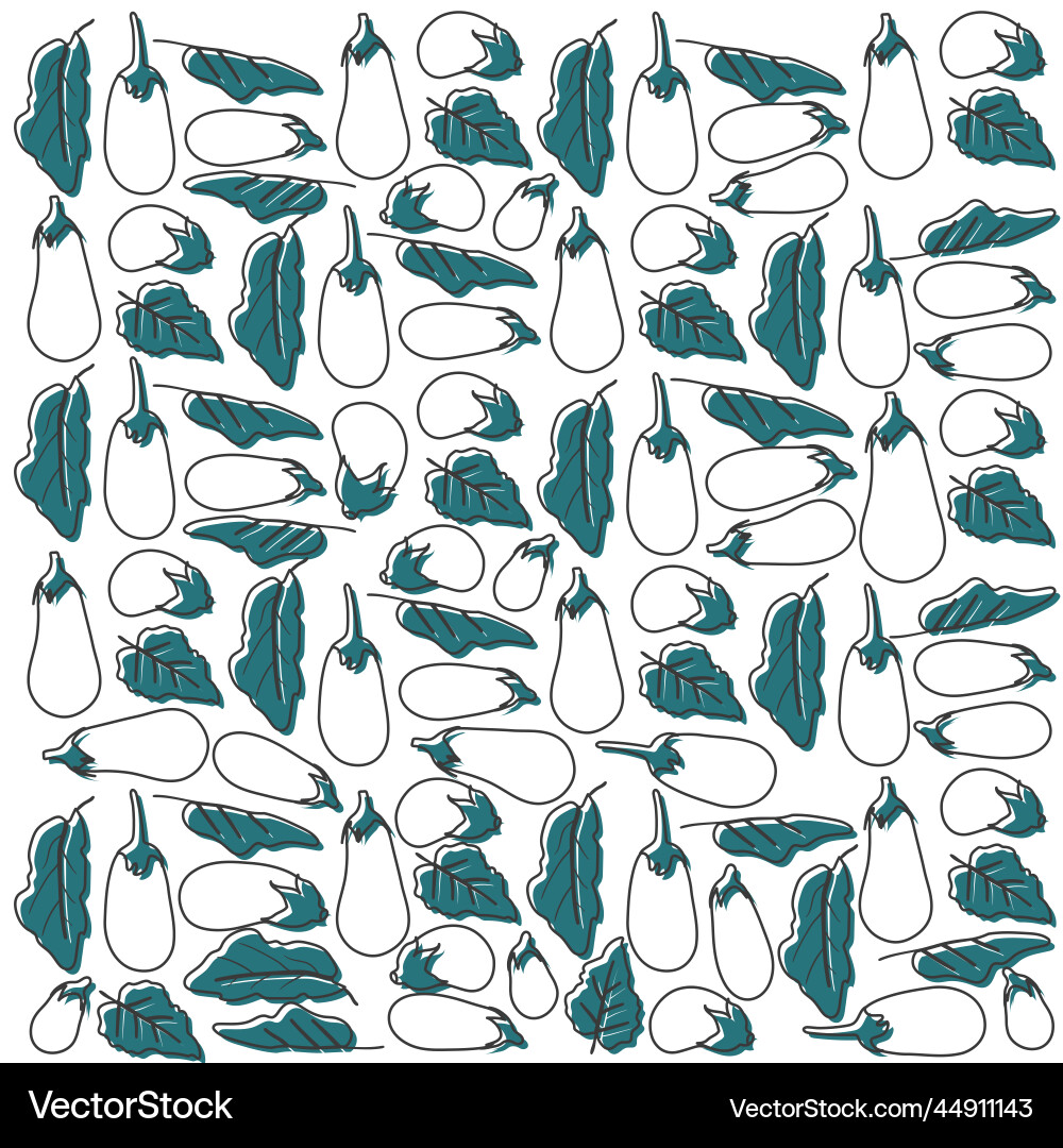 Eggplant print pattern background with line art vector image