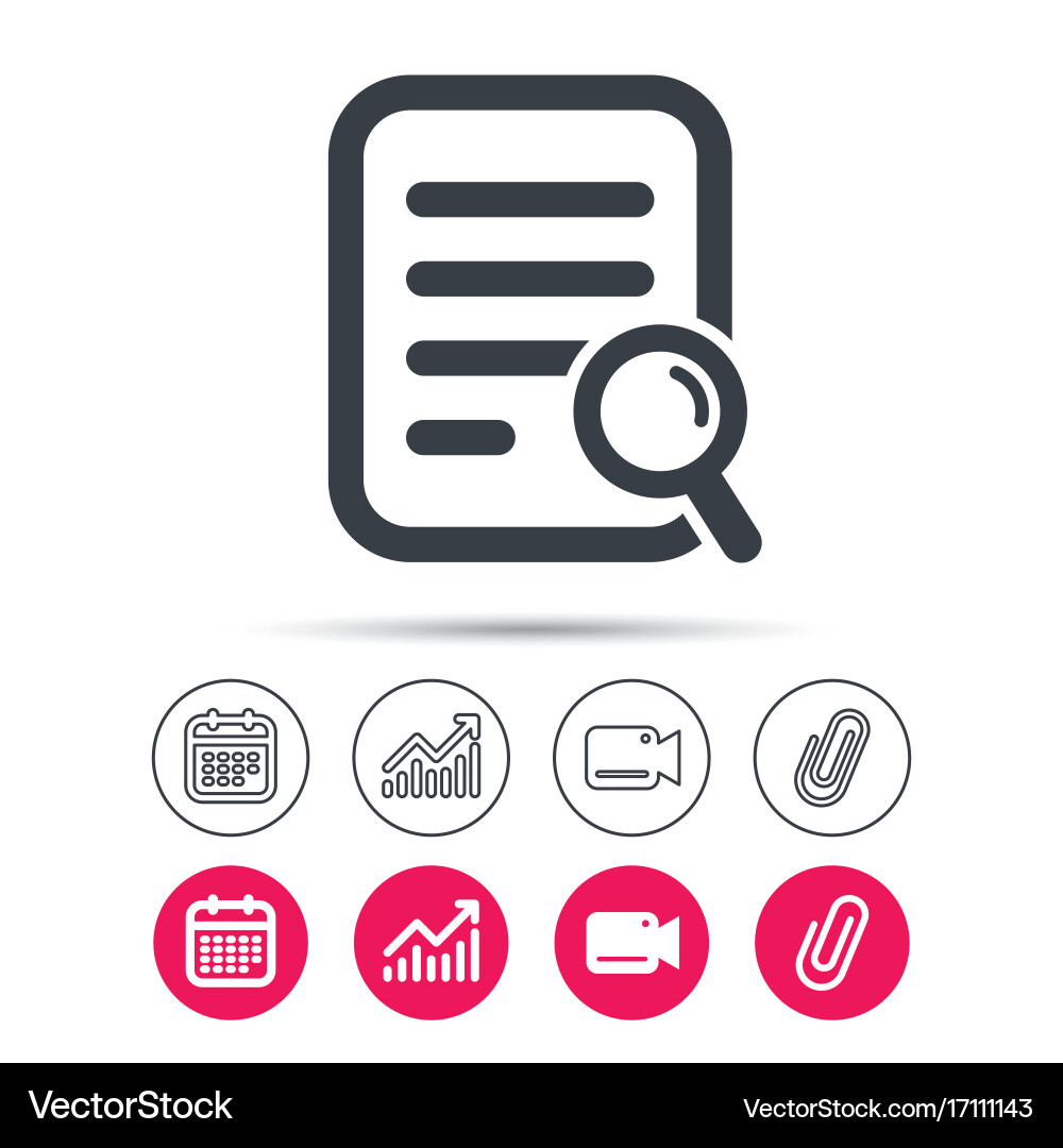 File search icon document page with magnifier vector image