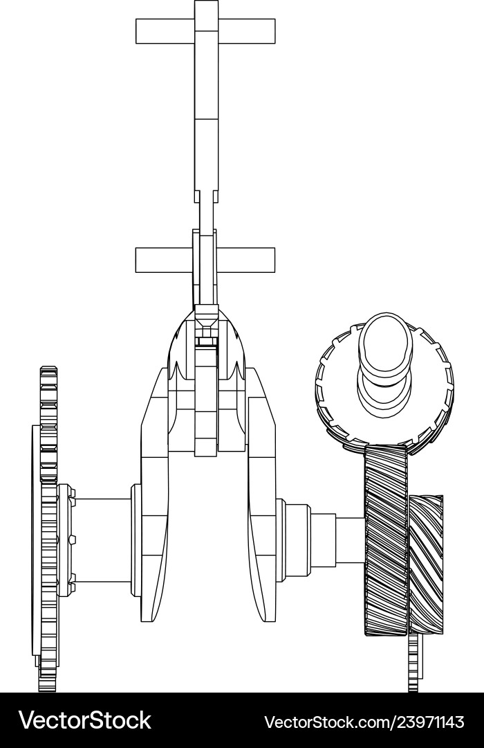 Gear and Crankshaft Mechanical Diagram Vector Image