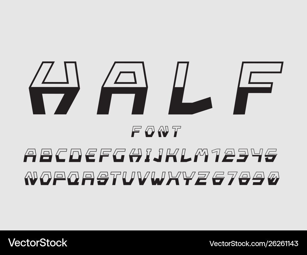 Half Alphabet Font Set Vector Image