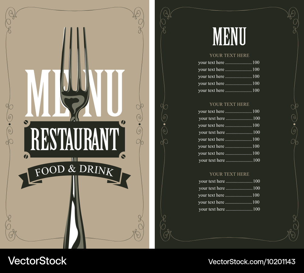 Menu with fork vector image