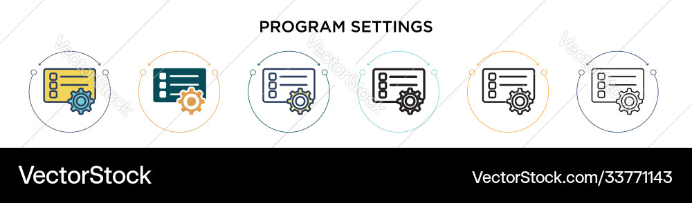 Program settings icon in filled thin line outline vector image