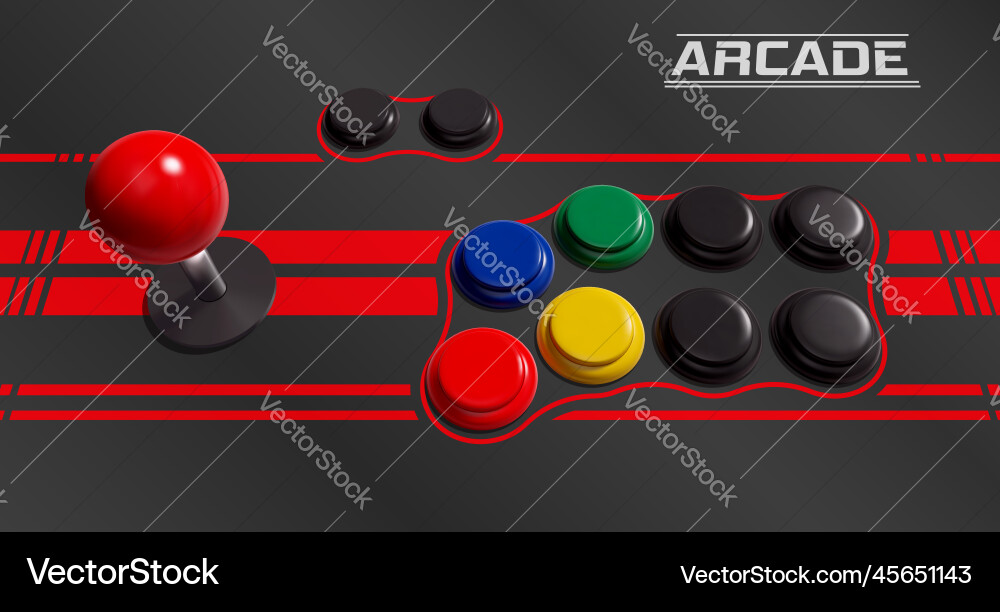 Realistic joystick and buttons for retro arcade vector image