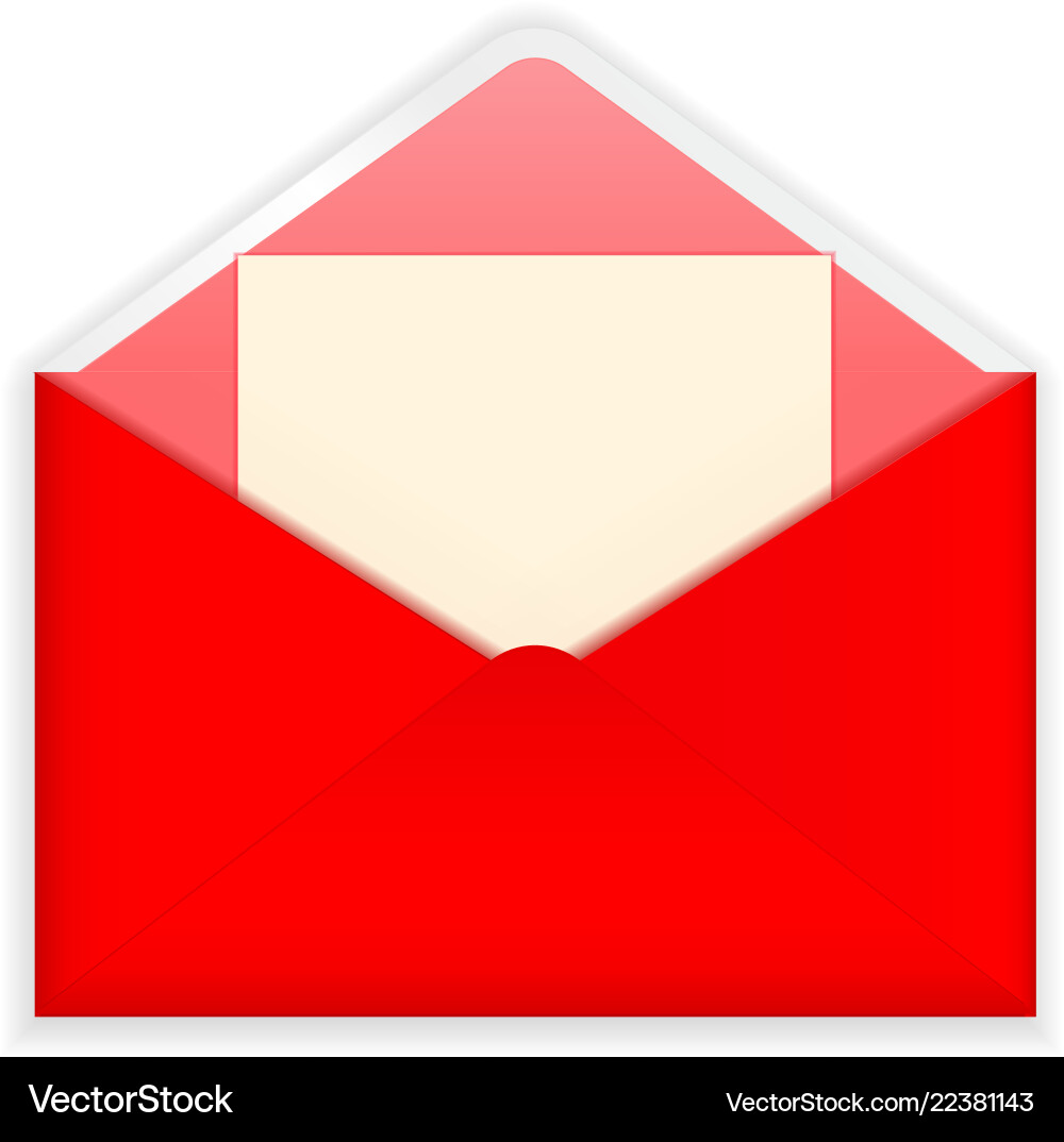 Red open envelope with letter inside Vector Image