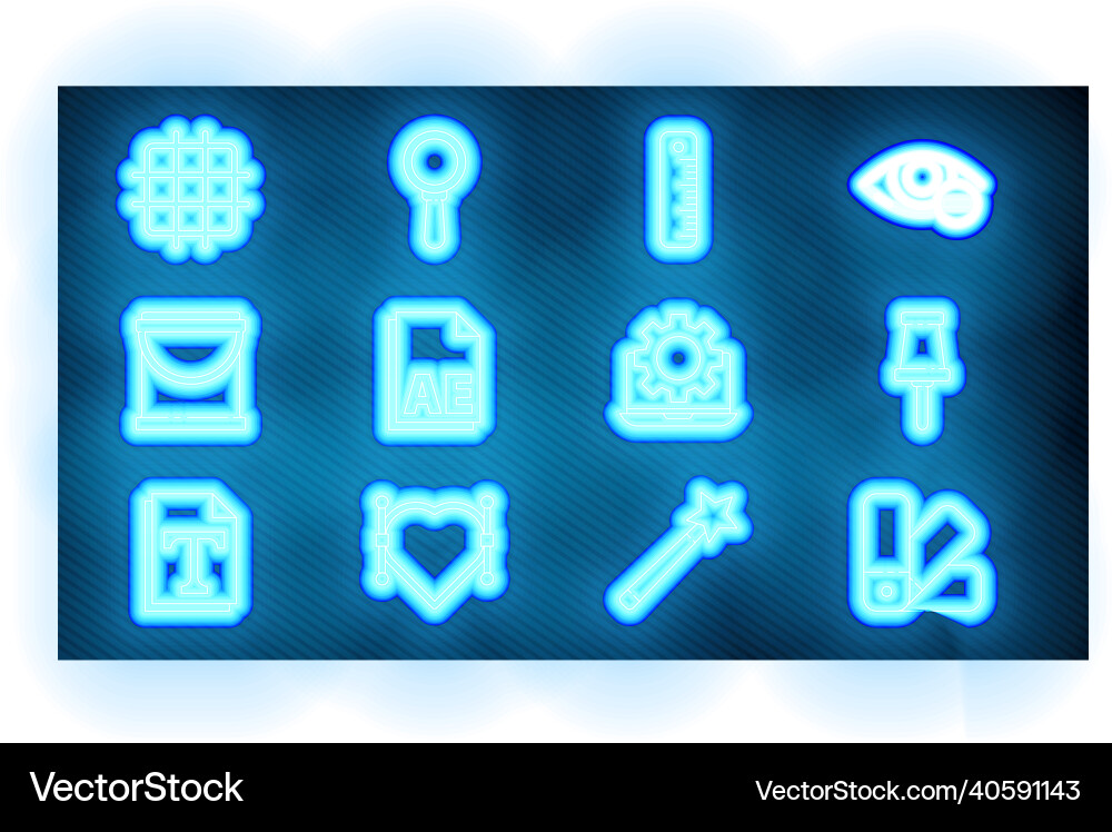 Set line color palette guide push pin ruler ae Set line color palette guide push pin ruler ae vector image