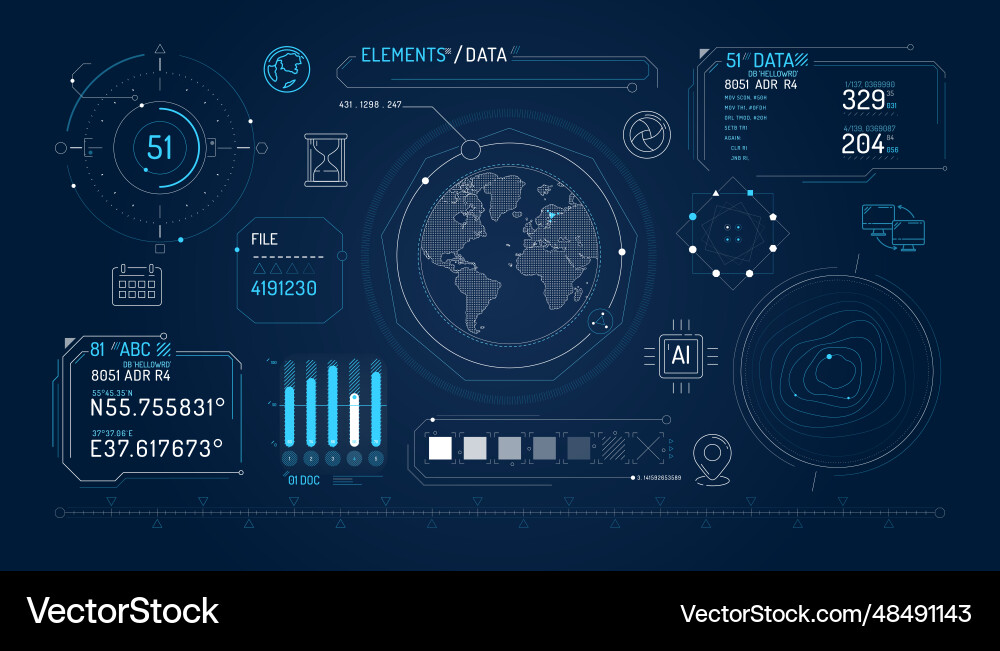 Set of infographic elements about geolocation Set of infographic elements about geolocation vector image