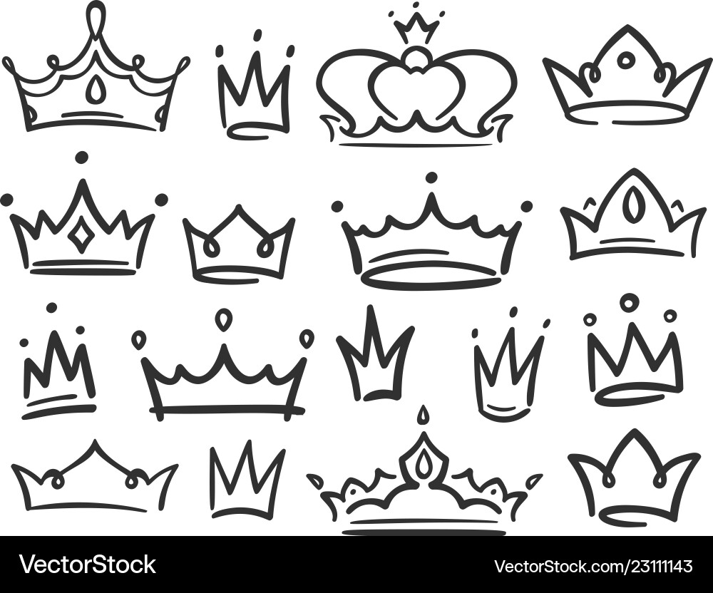 Sketch crown simple graffiti crowning elegant vector image