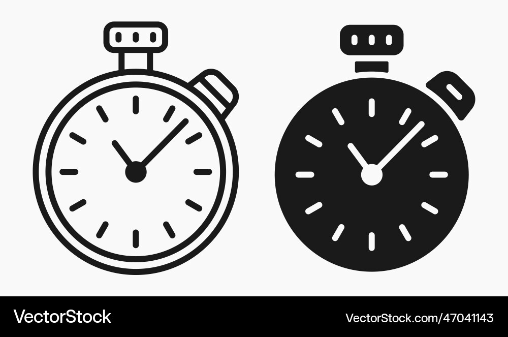 Stopwatch timer basic line shape icon flat vector image