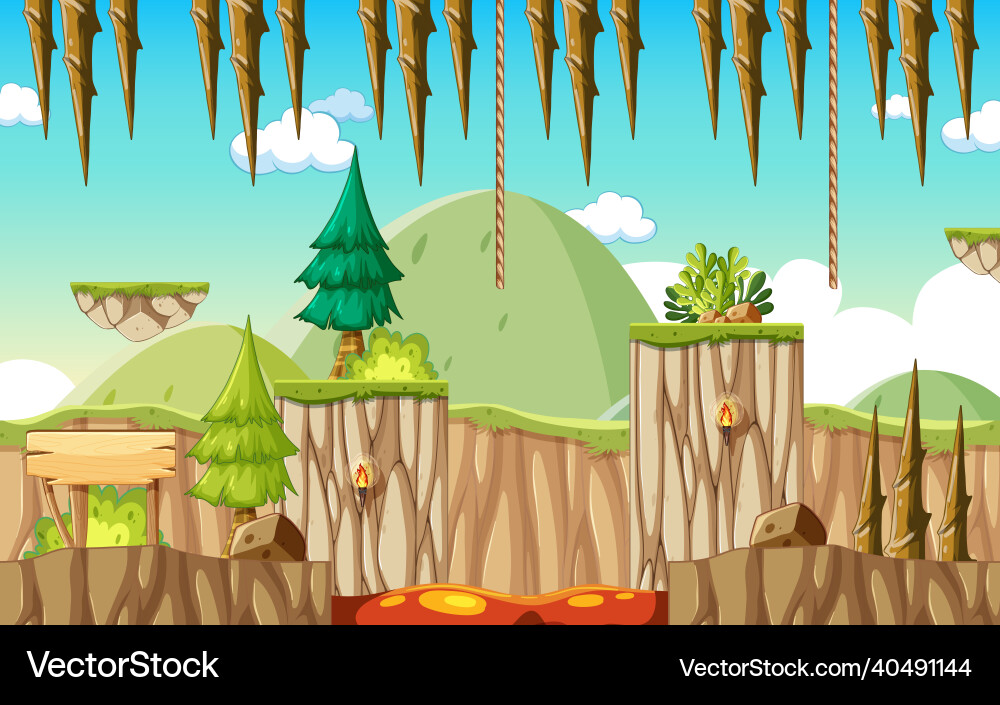 A game template forest scene A game template forest scene vector image