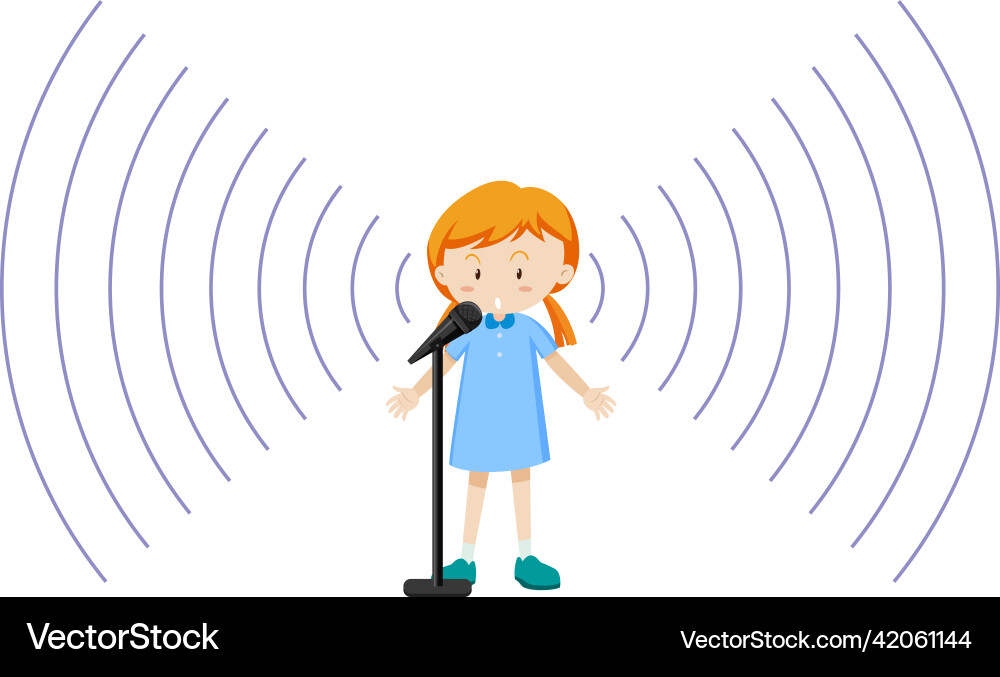 A girl singing with sound wave icon A girl singing with sound wave icon vector image