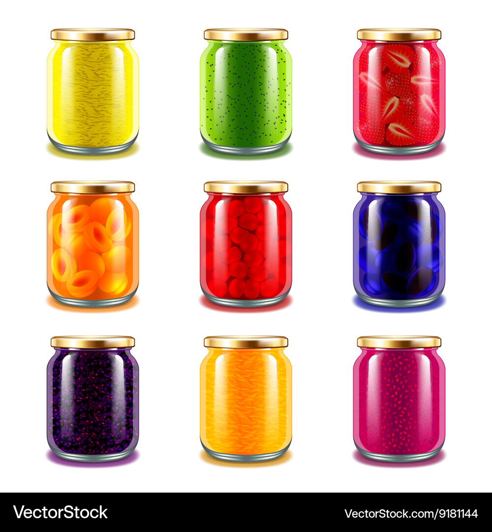 Assorted Jam Jars Collection Vector Image