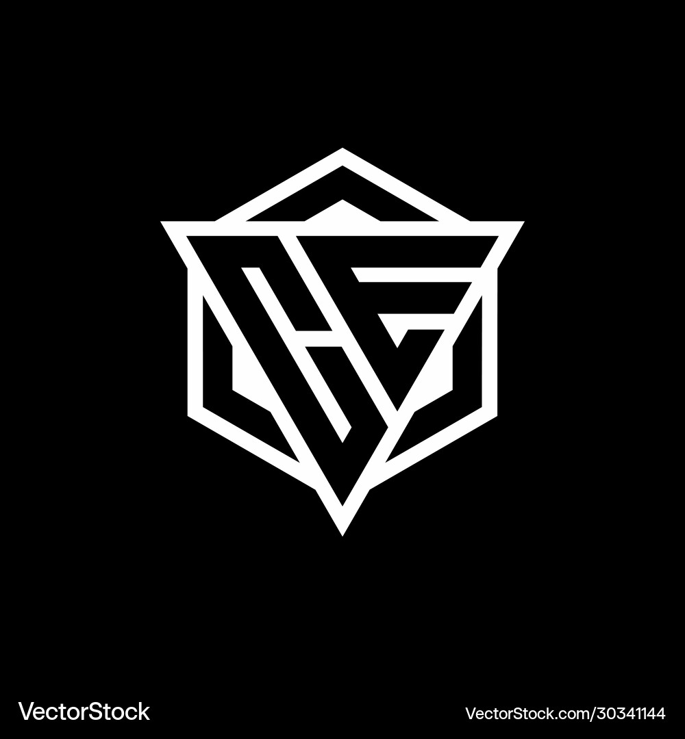 Ce logo monogram with triangle and hexagon shape Ce logo monogram with triangle and hexagon shape Vector Image