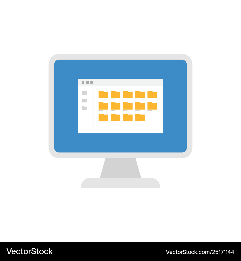 Computer with Folders Icon vector image