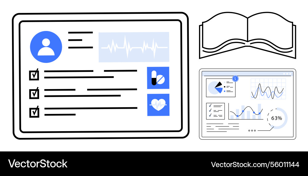 Digital healthcare records and data analytics Digital healthcare records and data analytics vector image