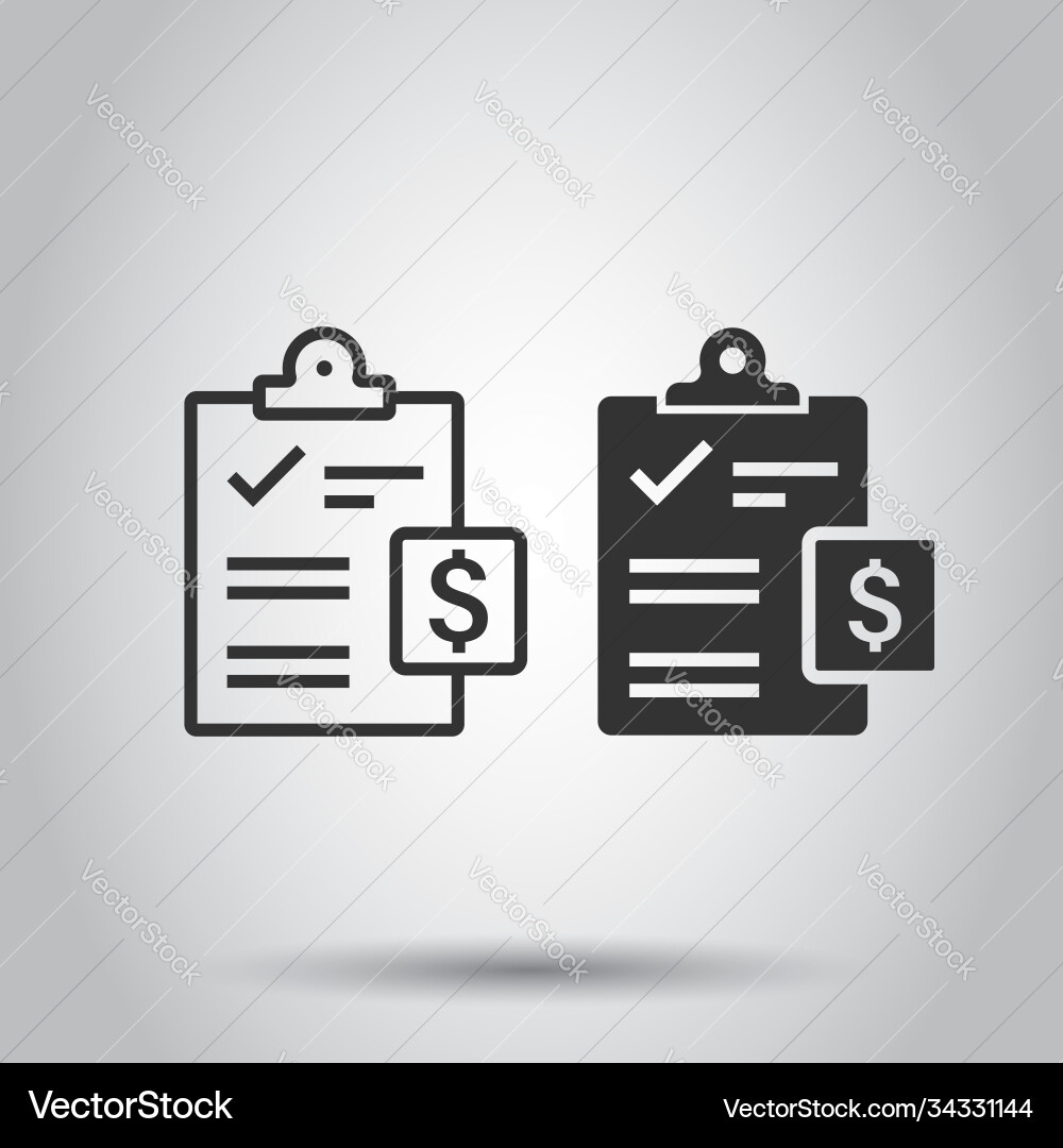 Document checklist icon in flat style report Vector Image
