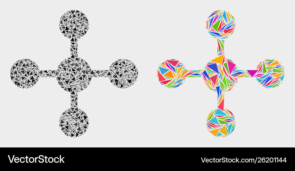 Mesh node mosaic icon triangle elements Mesh node mosaic icon triangle elements vector image