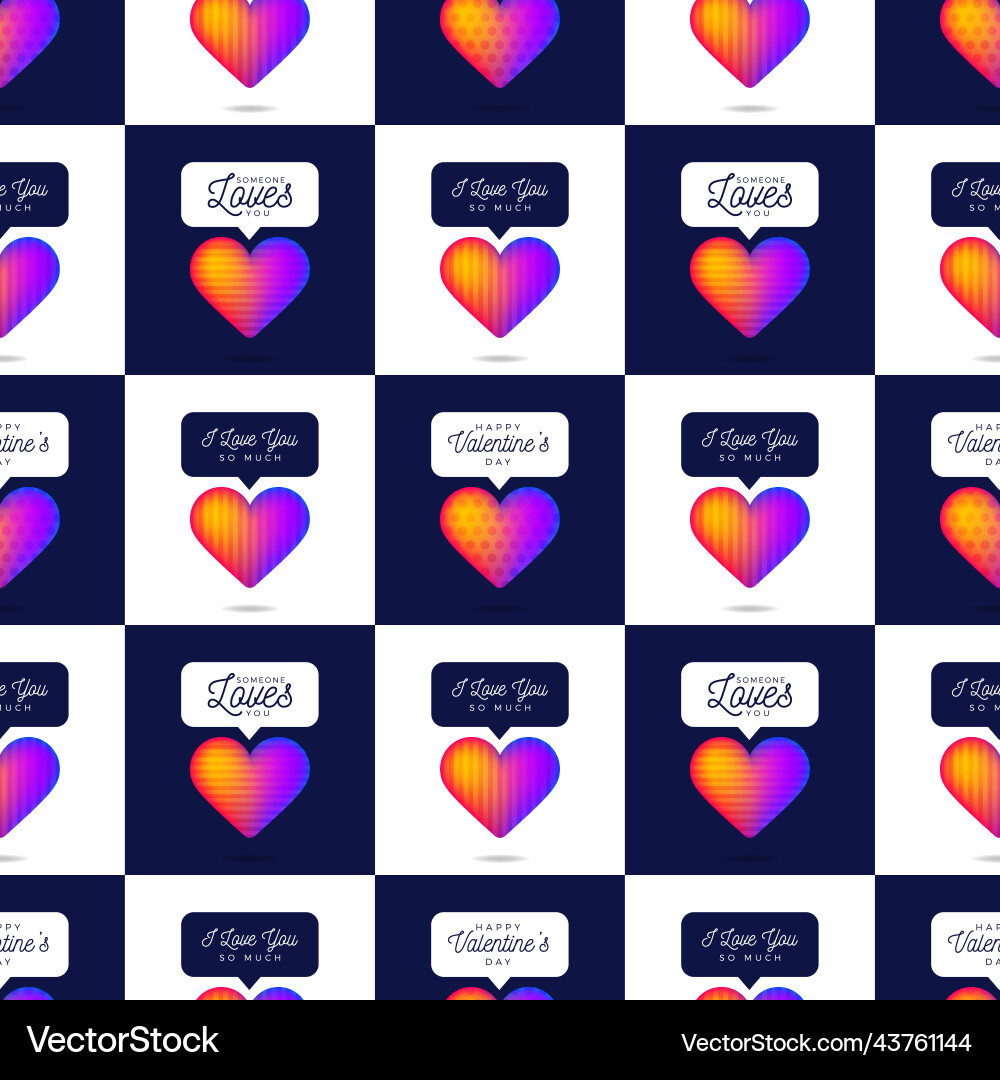 Reinbow gradient color heart seamless pattern vector image