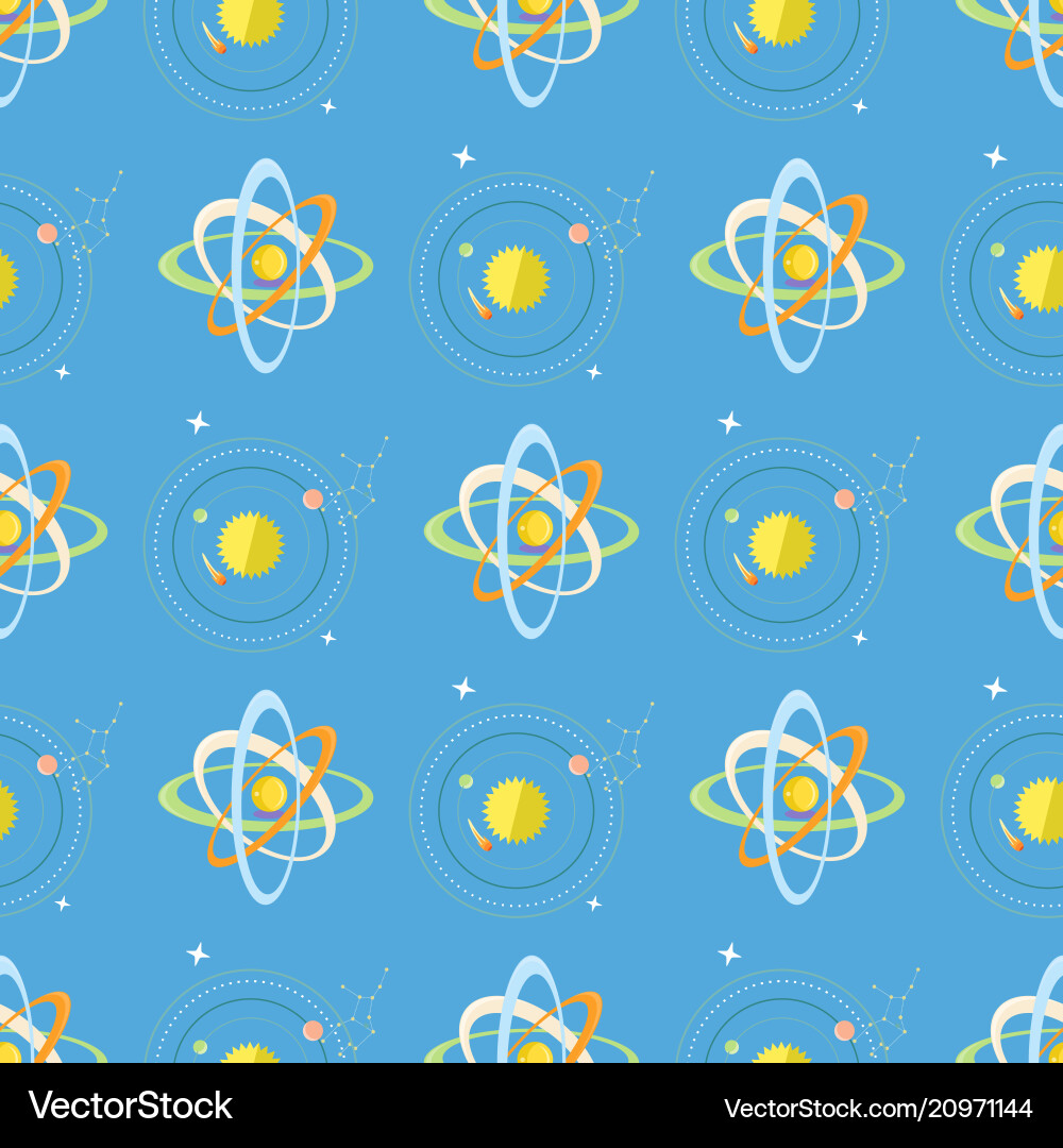 Seamless pattern solar system and planets rotating Seamless pattern solar system and planets rotating vector image