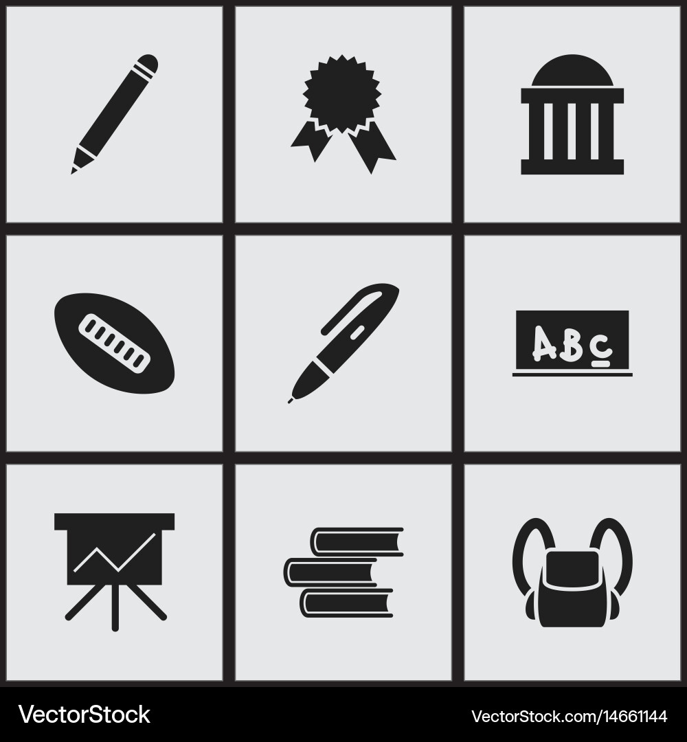 Set of 9 editable university icons includes vector image