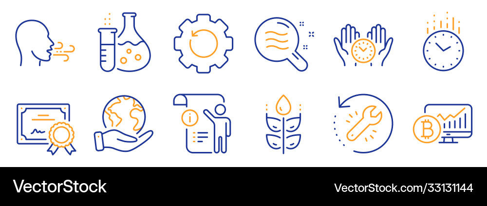Set science icons such as safe time bitcoin Set science icons such as safe time bitcoin vector image