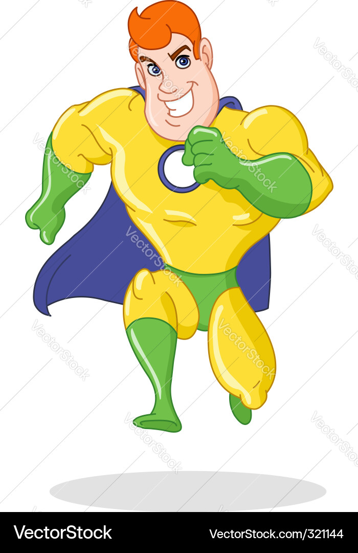 Superhero Running Cartoon Vector Image