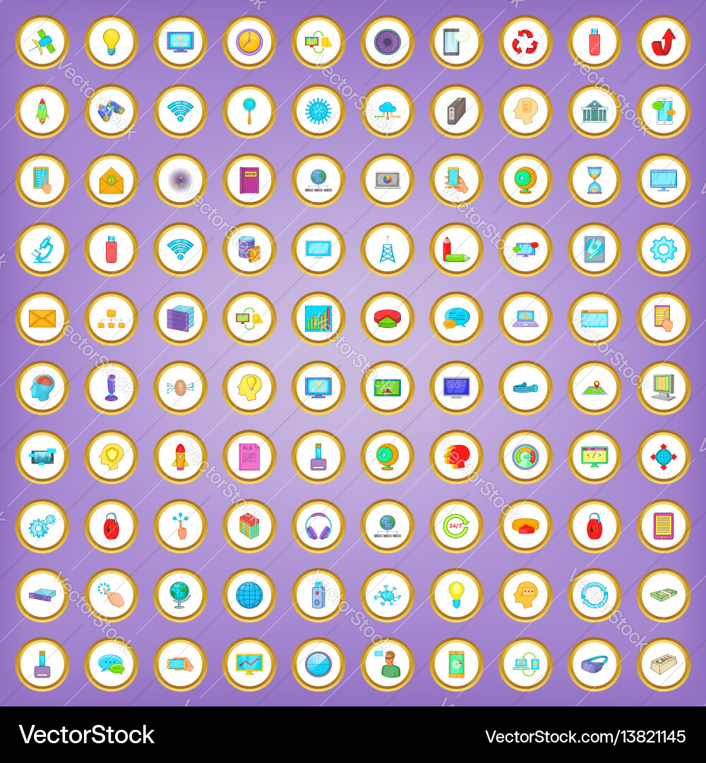 100 database and cloud icons set in cartoon style 100 database and cloud icons set in cartoon style vector image