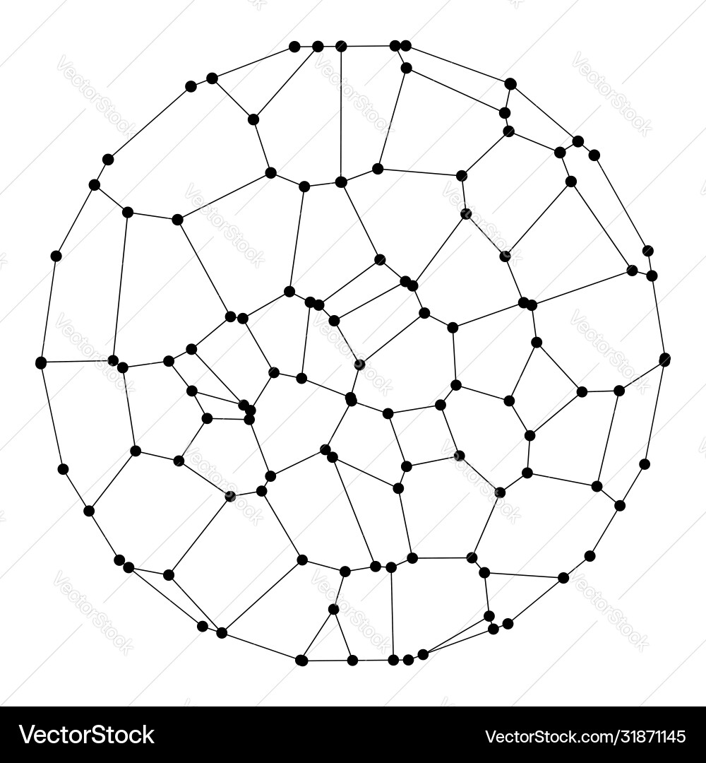 A circle composed dots and lines wireframe 3d A circle composed dots and lines wireframe 3d vector image