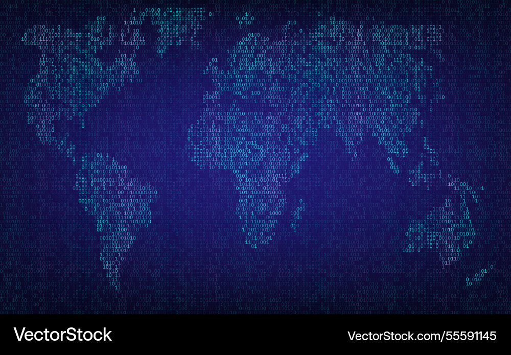 Binary code of world digital communication Binary code of world digital communication vector image