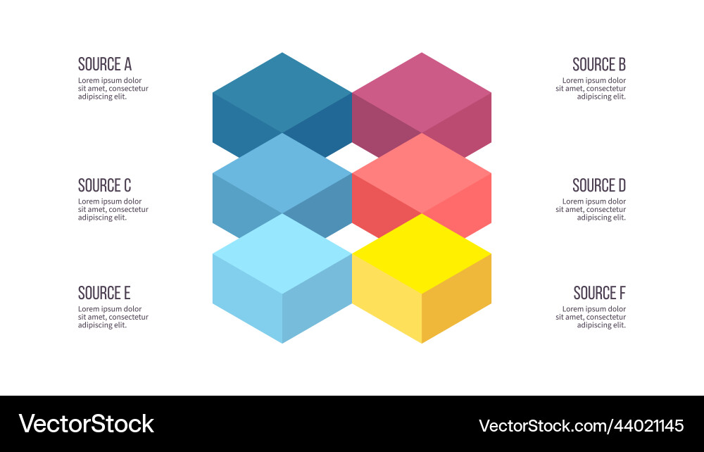 Business process chart with 6 steps options Vector Image