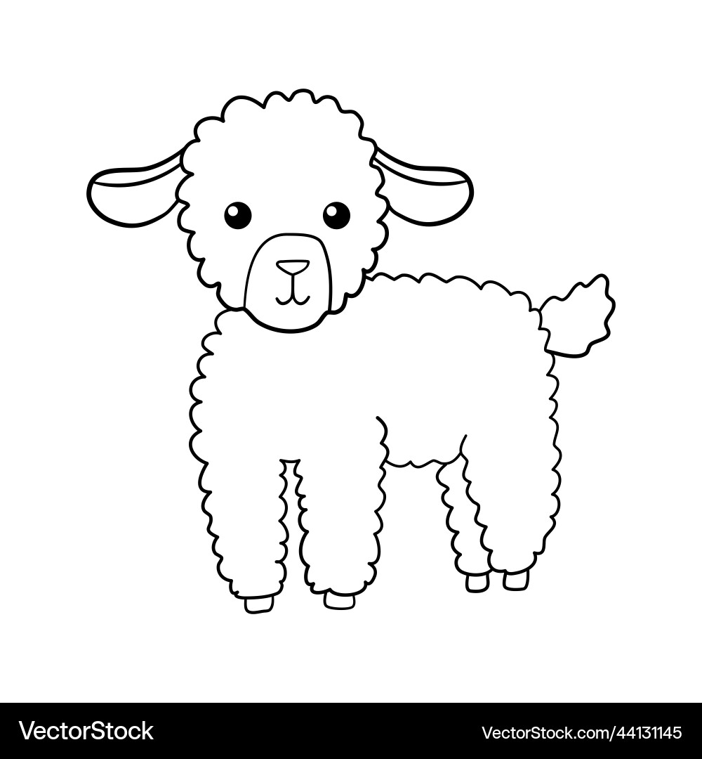 Cute Lamb Outline Drawing – Royalty-Free Vector | VectorStock, image size:1000x1080
