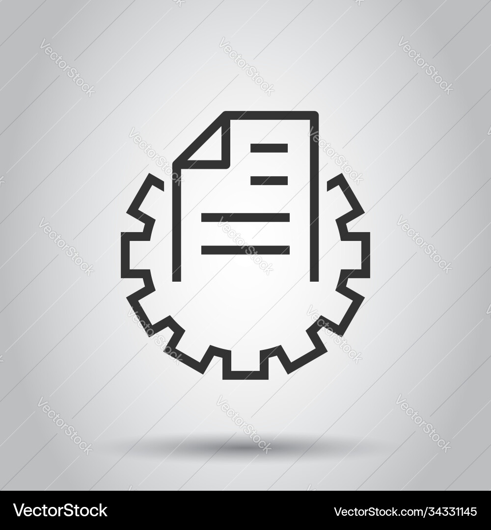 Document with gear icon in flat style big data Document with gear icon in flat style big data Vector Image