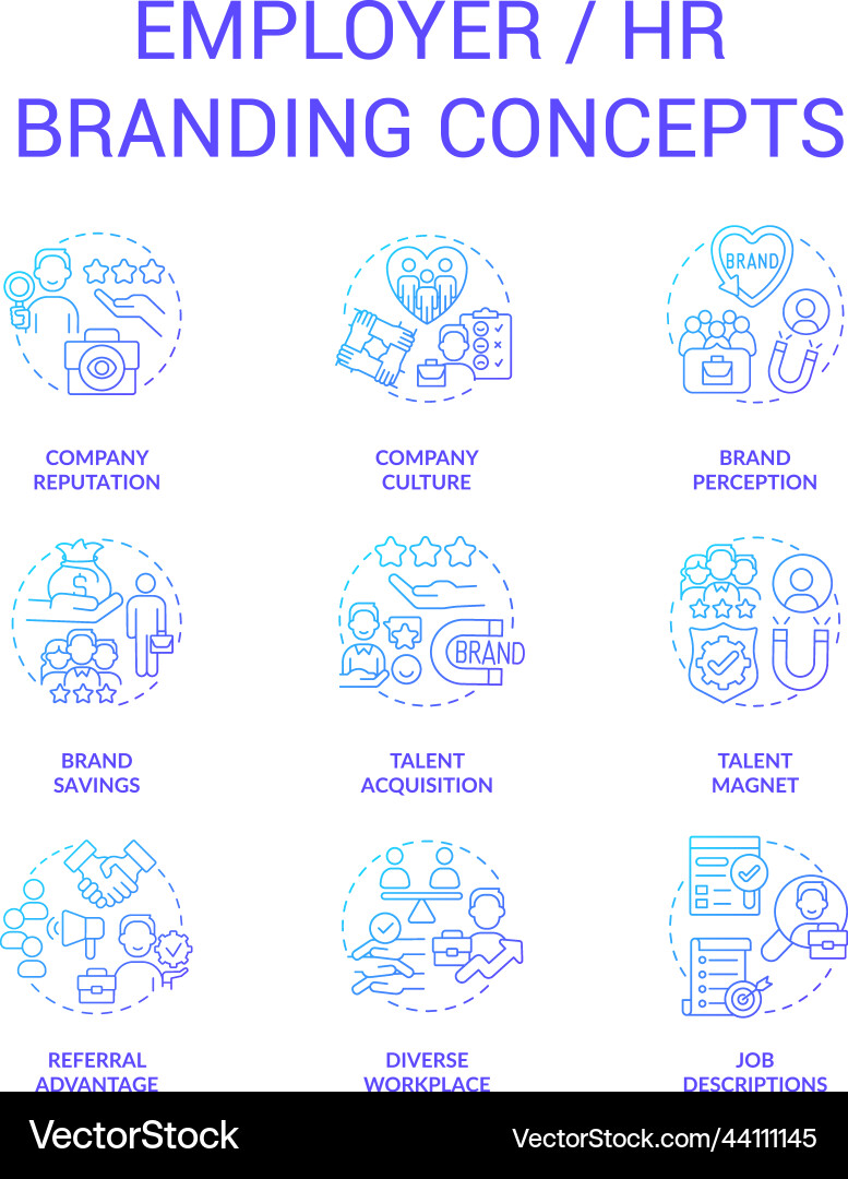 Human resources blue gradient concept icons set Human resources blue gradient concept icons set vector image