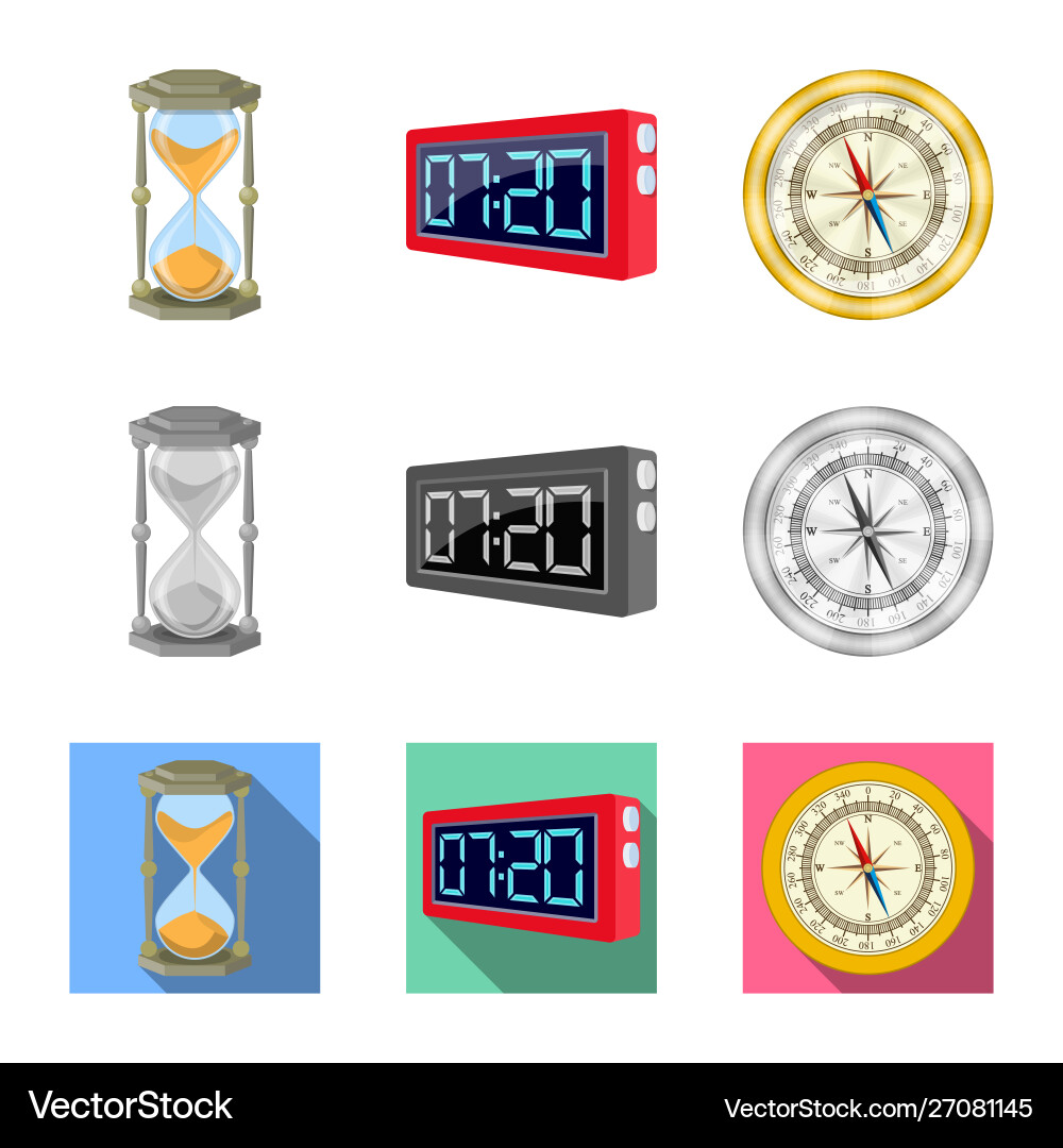 Isolated object clock and time symbol Isolated object clock and time symbol vector image