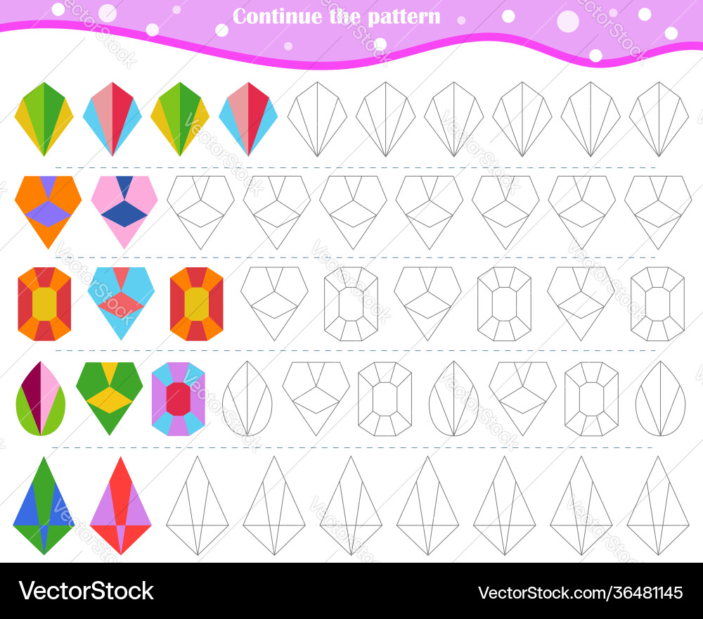 Logic game for children continue pattern Logic game for children continue pattern vector image