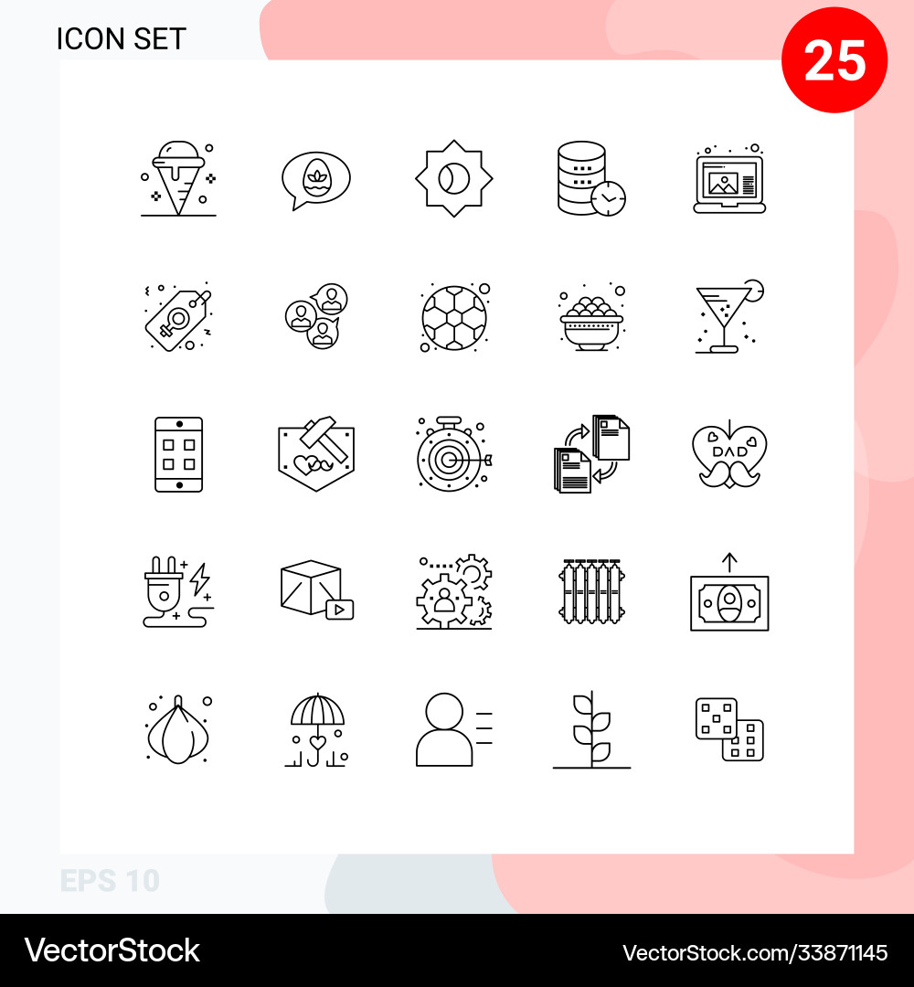 Modern set 25 lines pictograph create web Vector Image