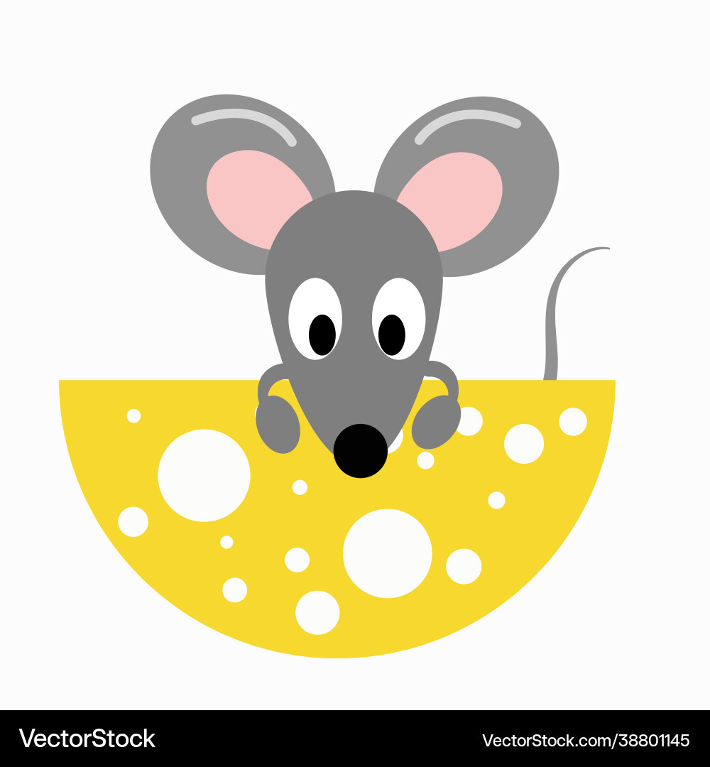 Mouse with a large slice cheese Vector Image
